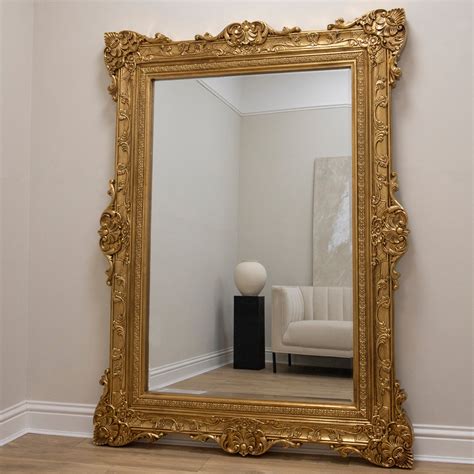 Ornate Antique Gold Floor Mirror 76" x 56" | Ella Grande