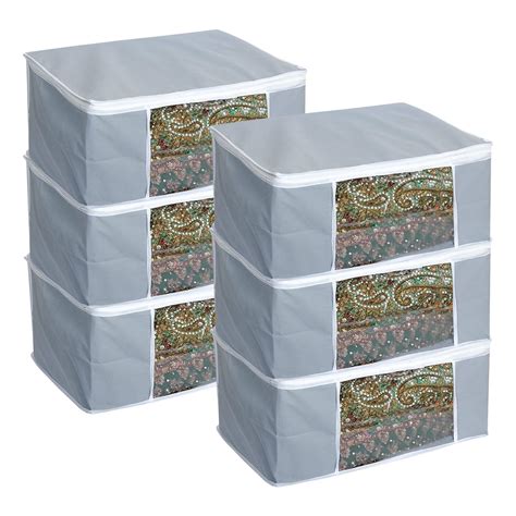 Homestrap set of 6 Foldable Saree Covers/Clothes Storage Bag/Wardrobe ...
