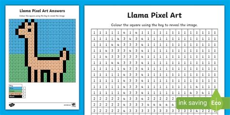 Llama Pixel Art Template (teacher made) - Twinkl