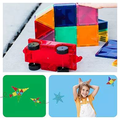 PicassoTiles 2 PC Car Set, Magnetic Tiles, Magnetic Building Blocks for ...