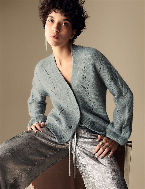 Buy Pointelle Sparkle Button Front Cardigan at Marks & Spencer