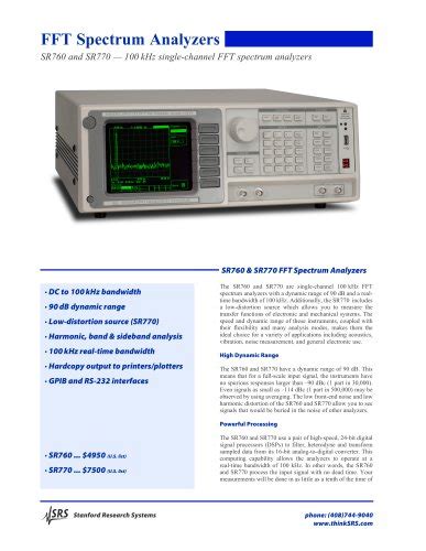 SR760/770 FFT Spectrum Analyzers - Stanford Research Systems - PDF ...