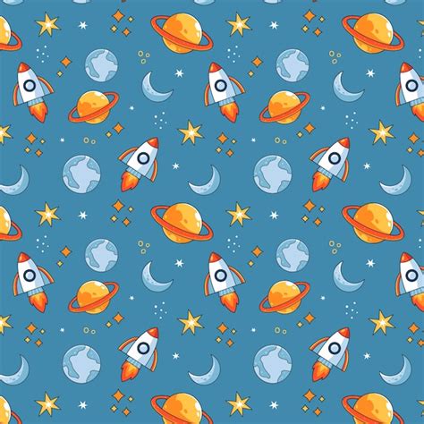 Hand drawn space pattern design | Free Vector