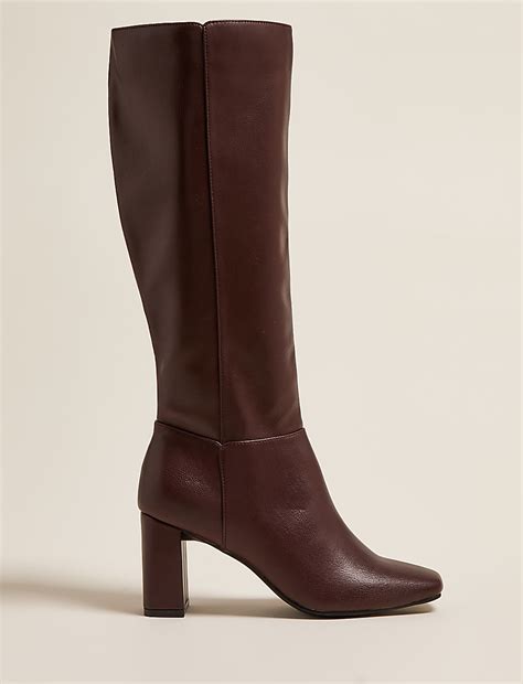 Buy Block Heel Square Toe Knee High Boots at Marks & Spencer