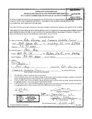 Fillable Online ethics ks Get the free RECEIVED AFFIDAVIT OF EXEMPTION ...