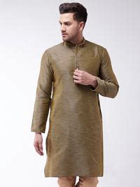 Buy VM by Vastramay Men's Black Silk Blend Kurta Online at Best Price ...