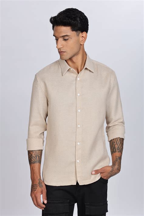 Solids: Beige Textured Fabric shirt – Eszett