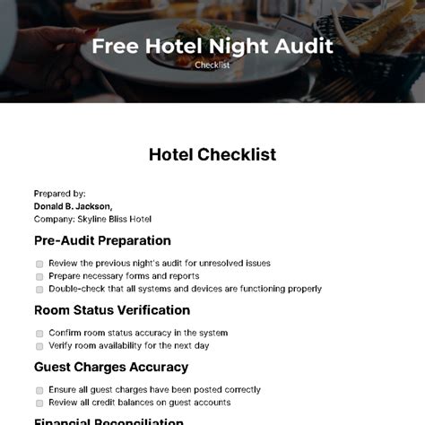 FREE Hotel Checklist Templates & Examples - Edit Online & Download | Template.net