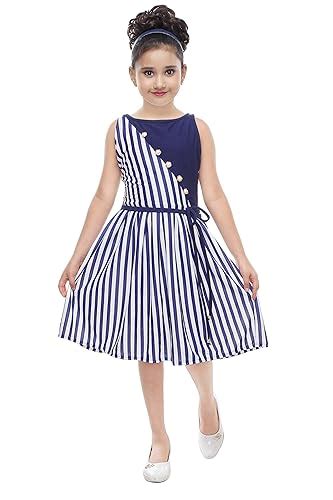 DIGIMART Girl's A-Line Knee Length Dress (_Blue_8-9 Years) : Amazon.in ...