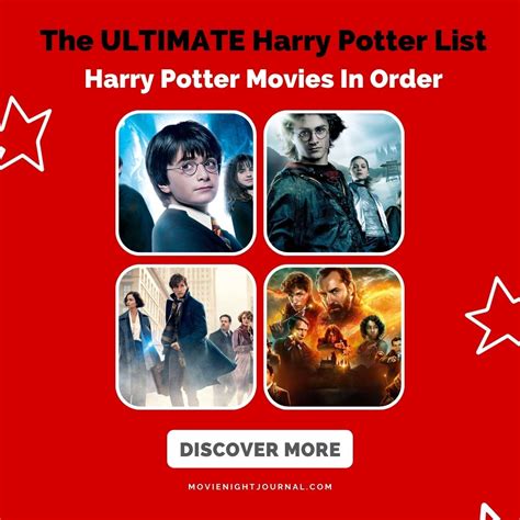 The Ultimate Harry Potter List: Harry Potter Movies In Order - Movie Night Journal - list of harry potter movies