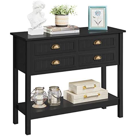 Buy Yaheetech Console Table with 4 Drawers, Sofa Side Table with Bottom ...