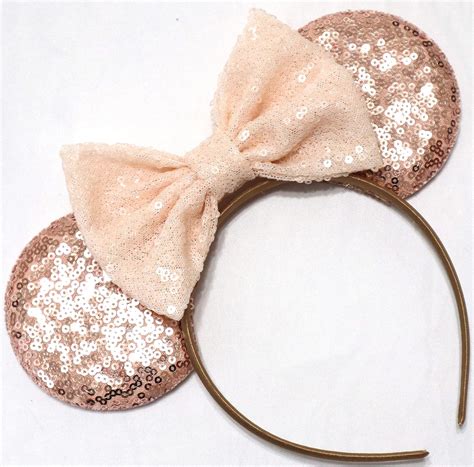 CLGIFT Beige Minnie Ears, Ivory Cream Minnie Ears, Silver White Minnie ...