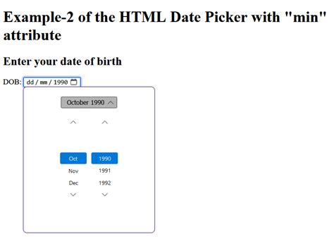 Image result for Date PICKER HTML