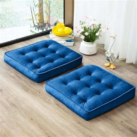Floor Pillow Set of 2, Memory Foam Meditation Cushion, Floor Cushions ...