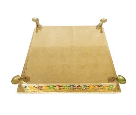 DMS RETAIL Small Rajwadi Chowki | Bajot | Pooja Chowki Pata - 8x8 Inch