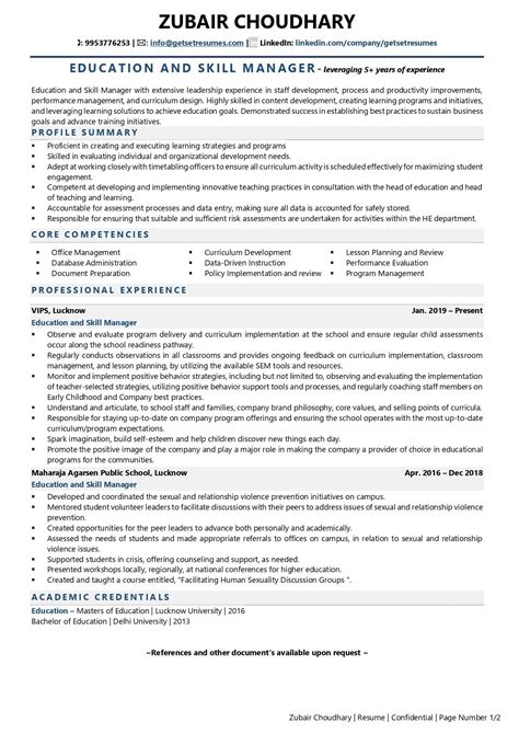 Education & Skill Manager Resume Examples & Template (with job winning tips)