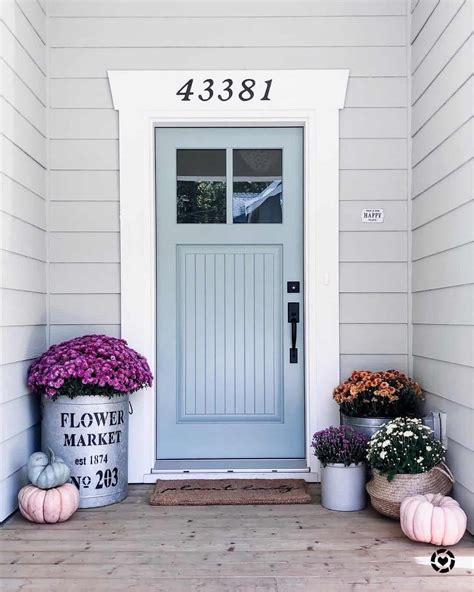 Light Blue Front Door with White Trim - Soul & Lane