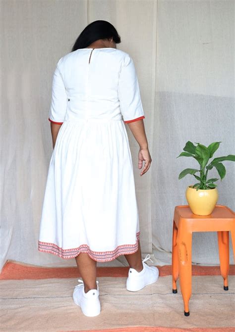 Off White Linen Cotton Midi Dress – Madhurima Bhattacharjee