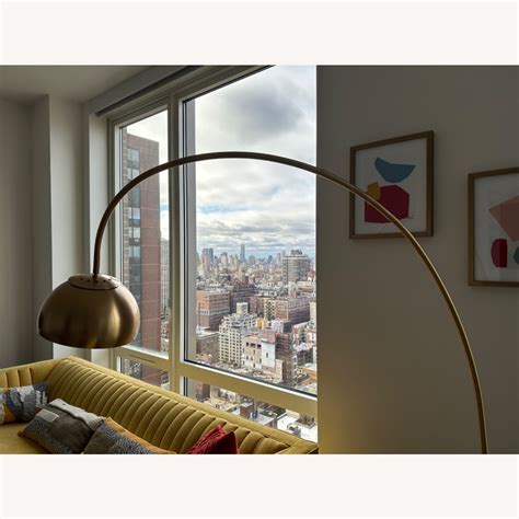 West Elm Overarching Metal Shade Floor Lamp 80" - AptDeco