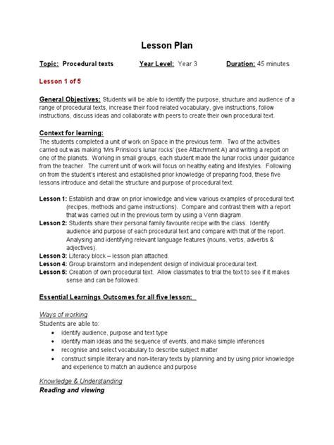 Image result for Procedural Text Lesson Plan