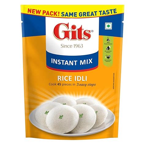 Gits Instant Rice Idli Breakfast Mix, Makes 45 Per Pack, Pure Veg ...