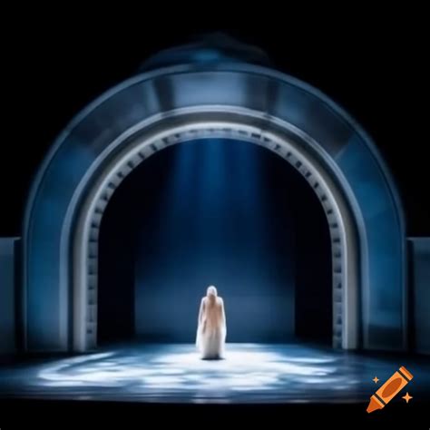 Majestic theatrical arc illuminated by stage spotlight on Craiyon