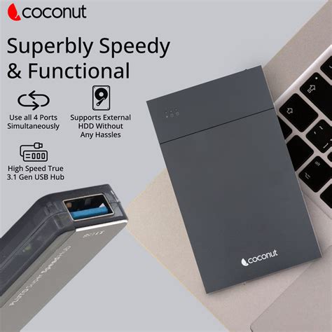 UH16 Pluto 4 Port USB Hub + Type C Charge