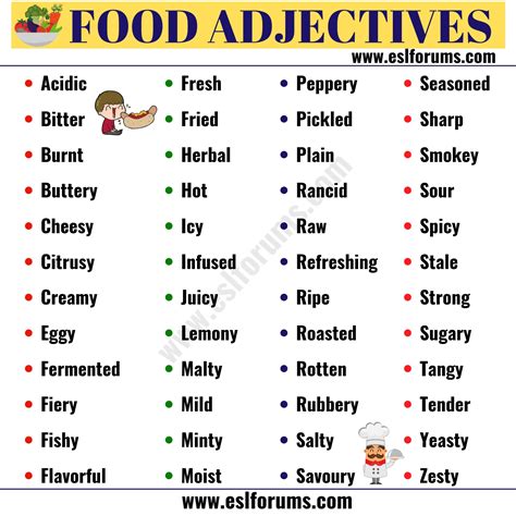 Food Adjectives: Words to Describe Food - ESL Forums