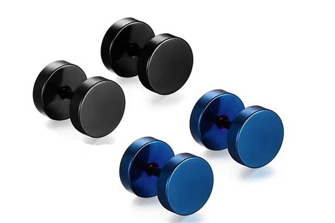 MEENAZ Jewellery Stainless Steel Black Blue Combo Studs Earings/Earring ...