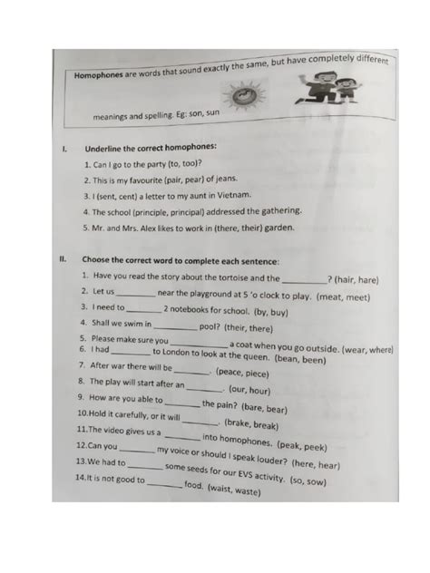Image result for Homophones Worksheet