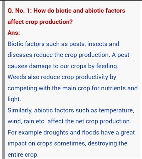 how do biotic and abiotic factor affect crop production - Brainly.in