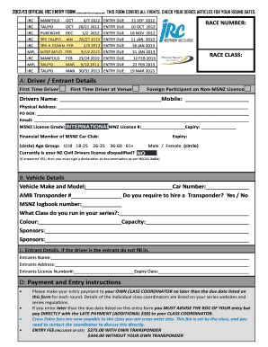 Fillable Online car racing championships parcipate form Fax Email Print ...