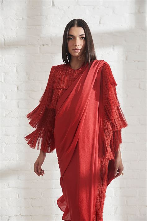 Noor Fringe Sari with Fringe Jacket – 431-88