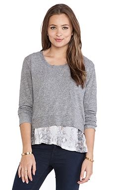 MONROW Snake Print Double Layer Jersey Sweatshirt in Granite | REVOLVE
