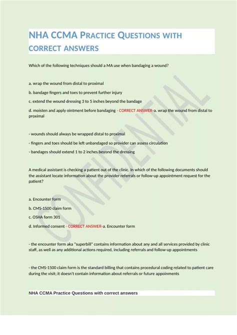 NHA CCMA PRACTICE QUESTIONS WITH CORRECT ANSWERS - NHA CCMA - Stuvia US