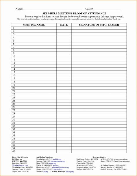 Na Meeting Format Template: A Comprehensive Guide 20 | Attendance sheet ...