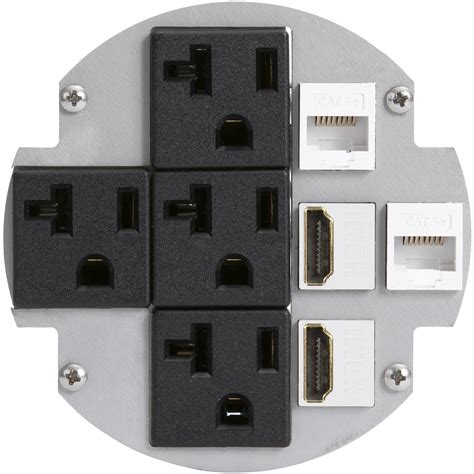 Round Poke Thru Recessed Floor Box, 4 Power, 4 Keystones - Black ...