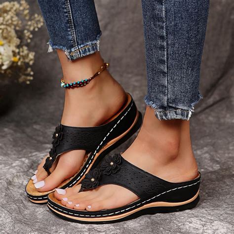 Amazon.com: Women's Arch Support Flip Flops, Comfortable Orthopedic ...