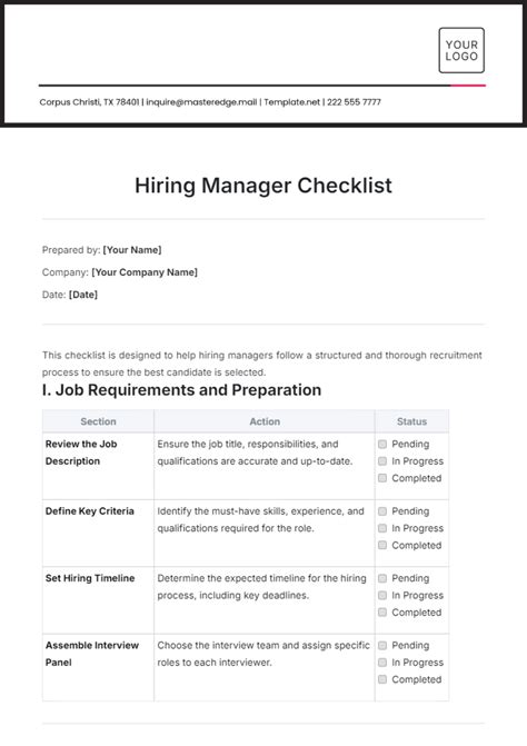 Free Hiring Checklist Templates, Editable and Printable