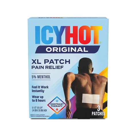Icy Hot Original XL Pain Relief Patch (3 Count) for Back and Large ...