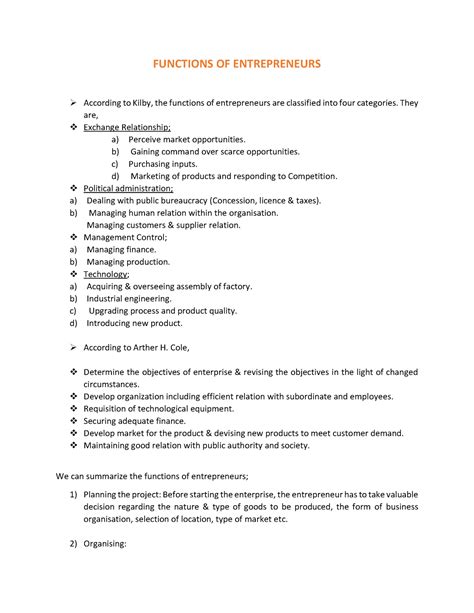Functions of entrepreneurs - They are, Exchange Relationship; a ...