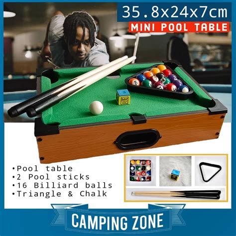 Wooden Portable Compact Mini Tabletop Pool Table Snooker Game Billiards ...