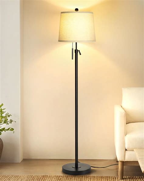 JUNNAI Floor Lamps for Living Room, Black Floor Lamp Adjustable Height ...