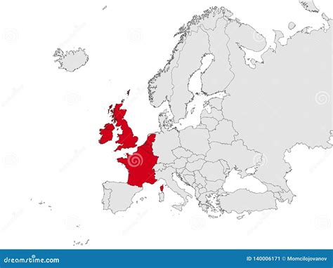Map of the North Western Europe Stock Vector - Illustration of hungary ...