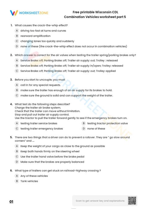Free printable Wisconsin CDL Combination Vehicles worksheet part 6 ...