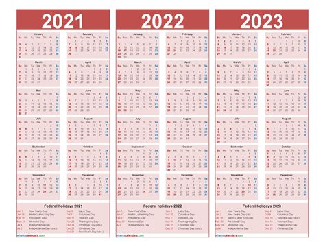 2021 2023 Three Year Calendar Free Printable Pdf Templates With 2021 ...