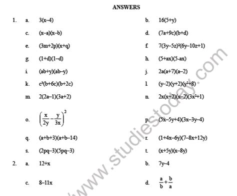Image result for Factorization Class 8 Worksheets