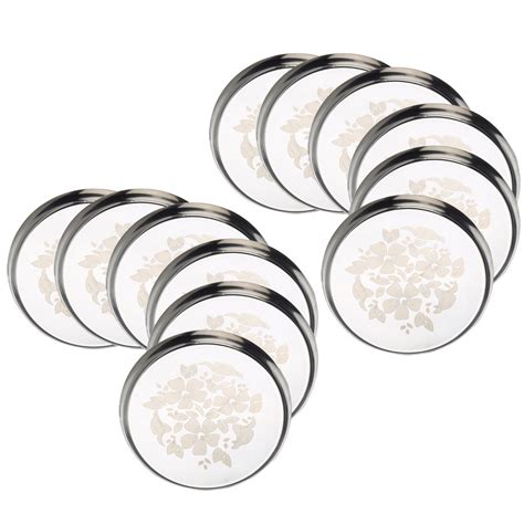 Stainless Steel Laser Print Heavy Gauge Dinner / Lunch Plates (Pack of ...
