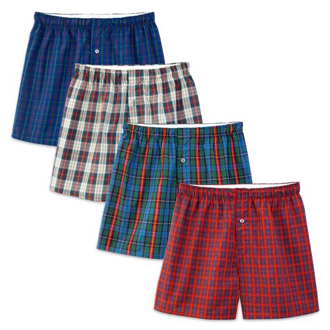 Fruit of the Loom Men’s 4 Pack Premium Cotton Woven Boxers