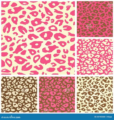 Pink Cheetah Print Seamless Pattern Set Stock Vector - Illustration of ...